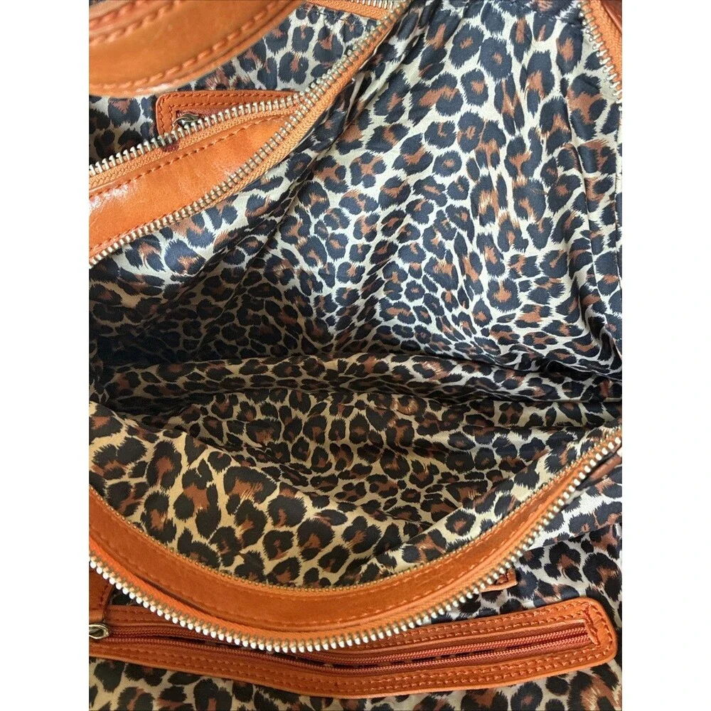 Vintage Maxx New York Orange Purse, Y2K, Zippers Leopard Print, Shoulder bag